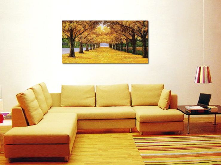 油画-金色大道装饰画油画高质量精美室内装饰画挂画制作