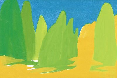油画-绿色山水 抽象油画,装饰画,山水