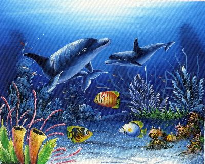 油画-海底世界六 海豚,装饰画