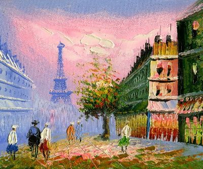 油画-漫步巴黎 街景,油画,装饰画,巴黎