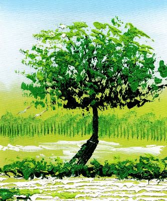 油画-绿色夏季 油画,树,装饰画