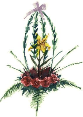 油画-装饰花篮 花卉