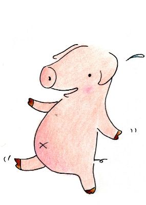 油画-粉红猪二 插画 美式,装饰画