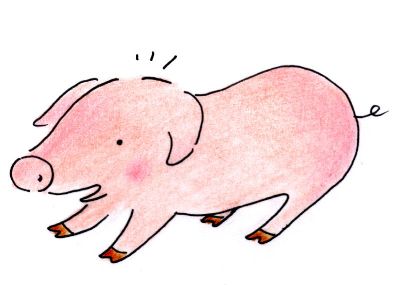 油画-粉红猪一 插画 美式,装饰画