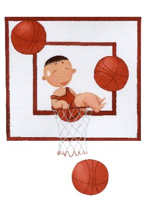 油画-灌篮 人物,篮球,插画