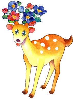 油画-彩色小鹿 鹿,插画,卡通