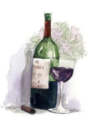 油画-葡萄酒 素描