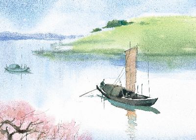 油画-帆船二 春光,装饰画