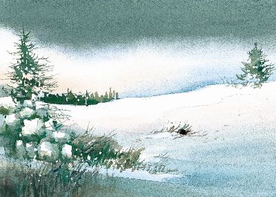 油画-白雪苍苍 雪景,装饰画