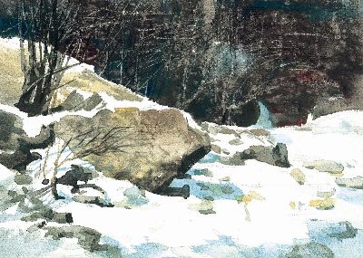 油画-朔风凛冽 雪景,装饰画