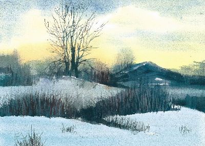 油画-天寒地冻 雪景,装饰画