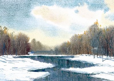 油画-冬温夏清三 雪景,装饰画