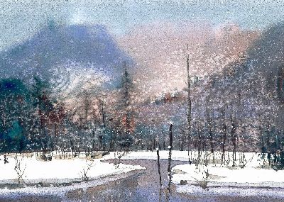 油画-迷茫 雪景,装饰画