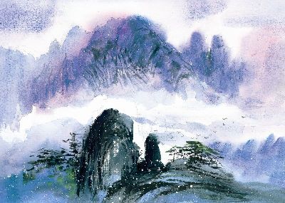 油画-山中冬色 雪景,装饰画