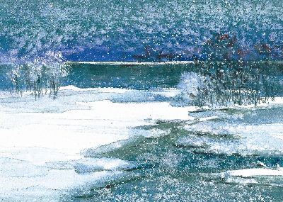 油画-冬之夜色 雪景,装饰画