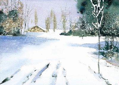 油画-冬温夏清二 雪景,装饰画