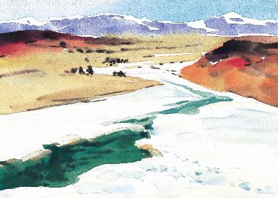 油画-秋去冬来一 雪景,装饰画