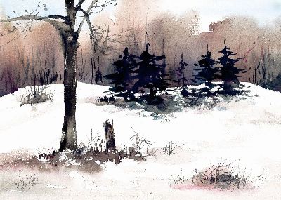 油画-冬天的森林 雪景,装饰画