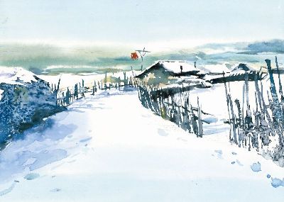 油画-白雪皑皑三 雪景,装饰画
