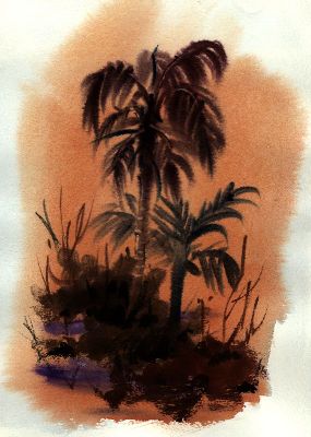 油画-椰子树 树木,装饰画