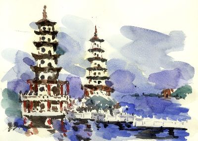 油画-古香古色一 城市,装饰画