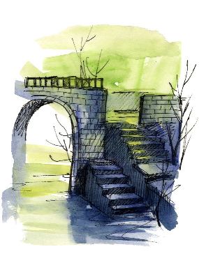 油画-临水相望 乡村,装饰画