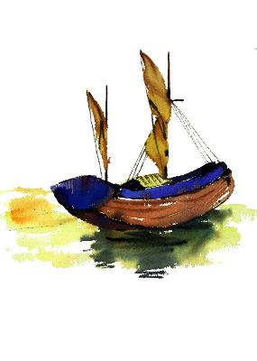 油画-帆船