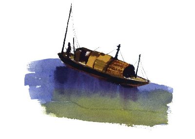 油画-扁舟 船舶,装饰画