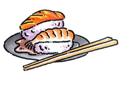 油画-虾仁寿司 东方美食,装饰画