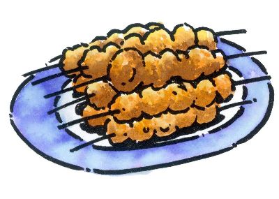 油画-墨鱼串
