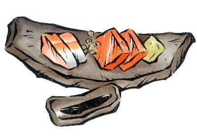 油画-生鱼块 东方美食,装饰画
