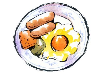 油画-煎蛋早餐 东方美食,装饰画