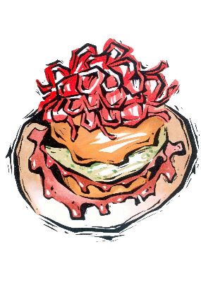 油画-烧烤汉堡
