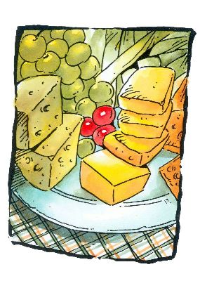 油画-水果奶酪 西方美食,装饰画