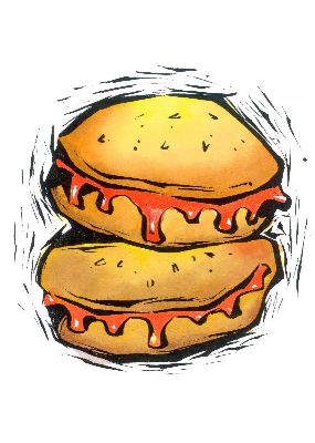 油画-双层汉堡 西方美食,装饰画