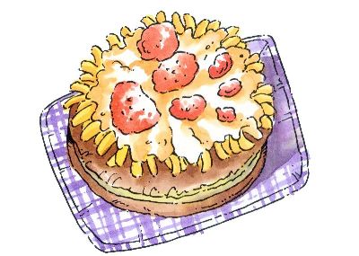 油画-草莓蛋糕 西方美食,装饰画