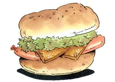 油画-香肠堡 西方美食,装饰画
