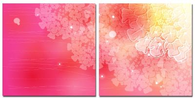 组合画-粉红樱花 樱花,抽象,彩绘