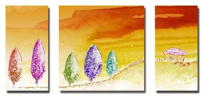 组合画－彩树 彩绘 风景