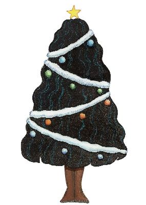 油画-圣诞树 插画 淡彩 装饰画