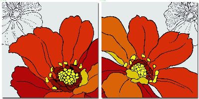 组合画-相依 花,彩绘