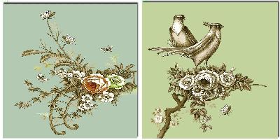 组合画-鹊上枝头 喜鹊,花,彩绘