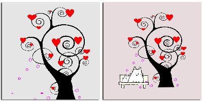 组合画-爱心树 爱心,树,彩绘