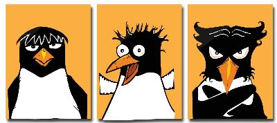 组合画-愤怒的企鹅 动物,彩绘,企鹅