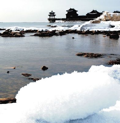 简约画-海边的雪 海边,雪,风景装饰画