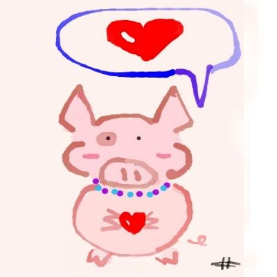 简约画-爱心猪 猪,卡通装饰画