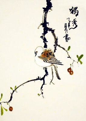 国画-独秀 水墨画 小鸟